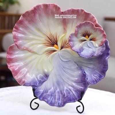 ĐĨA SỨ ĐỰNG HOA QUẢ 2 NGĂN HỌA TIẾT HOA